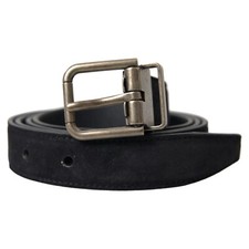 DOLCE & GABBANA Belt Black Goat Leather Antique Metal Buckle 110cm / 44in 420usd