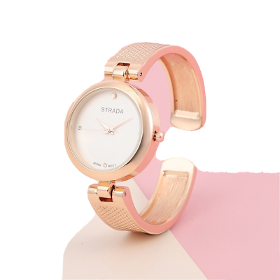 Strada Cuff Watch White Austrian Crystals in Rosetone  display picture 3