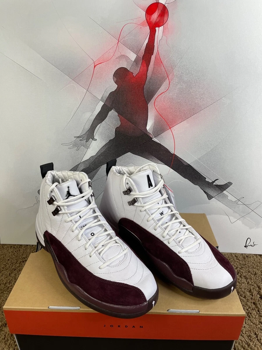 🔥A MA MANIERE x AIR JORDAN 12 WHITE BURGUNDY SIZE 13W/11.5M**In-Hand**  🚚💨💨