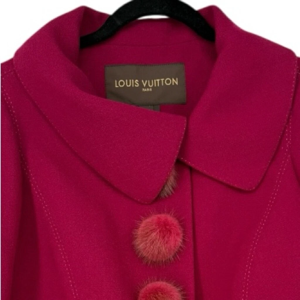 LOUIS VUITTON（LV） Blazer Louis Vuitton lana cropped visone mustela bottoni rosa nuovo con etichette taglia EU38 (US 6)