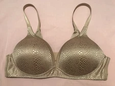 Warners BRA Wire Free Lift Smooth Lace 36B Beige Gold Style 1375 Wireless