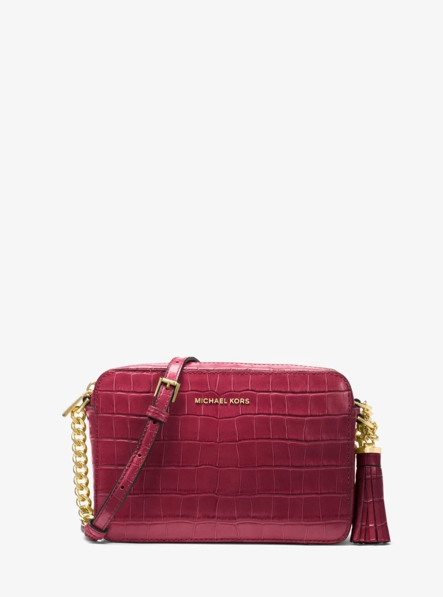 NWT Michael Kors Ginny Medium Embossed Leather Camera Bag
