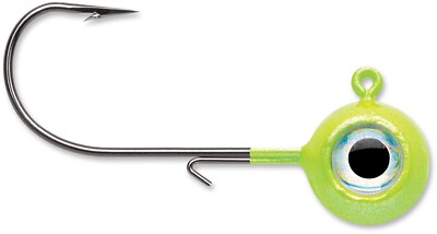VMC Neon Moon Eye Round Head Jig Walleye, Bass, Perch Panfish NME132-GLCH