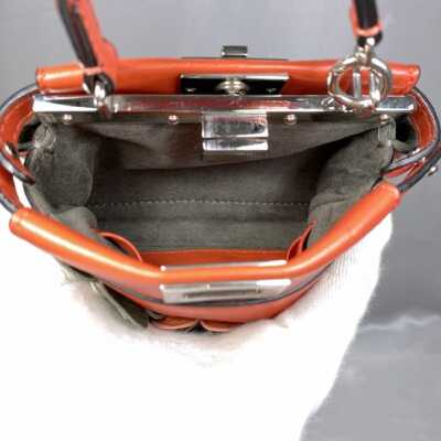 ○Fendi 2Way Bag Micro Peekaboo F-21342 Red 8M0355 Mini Leather