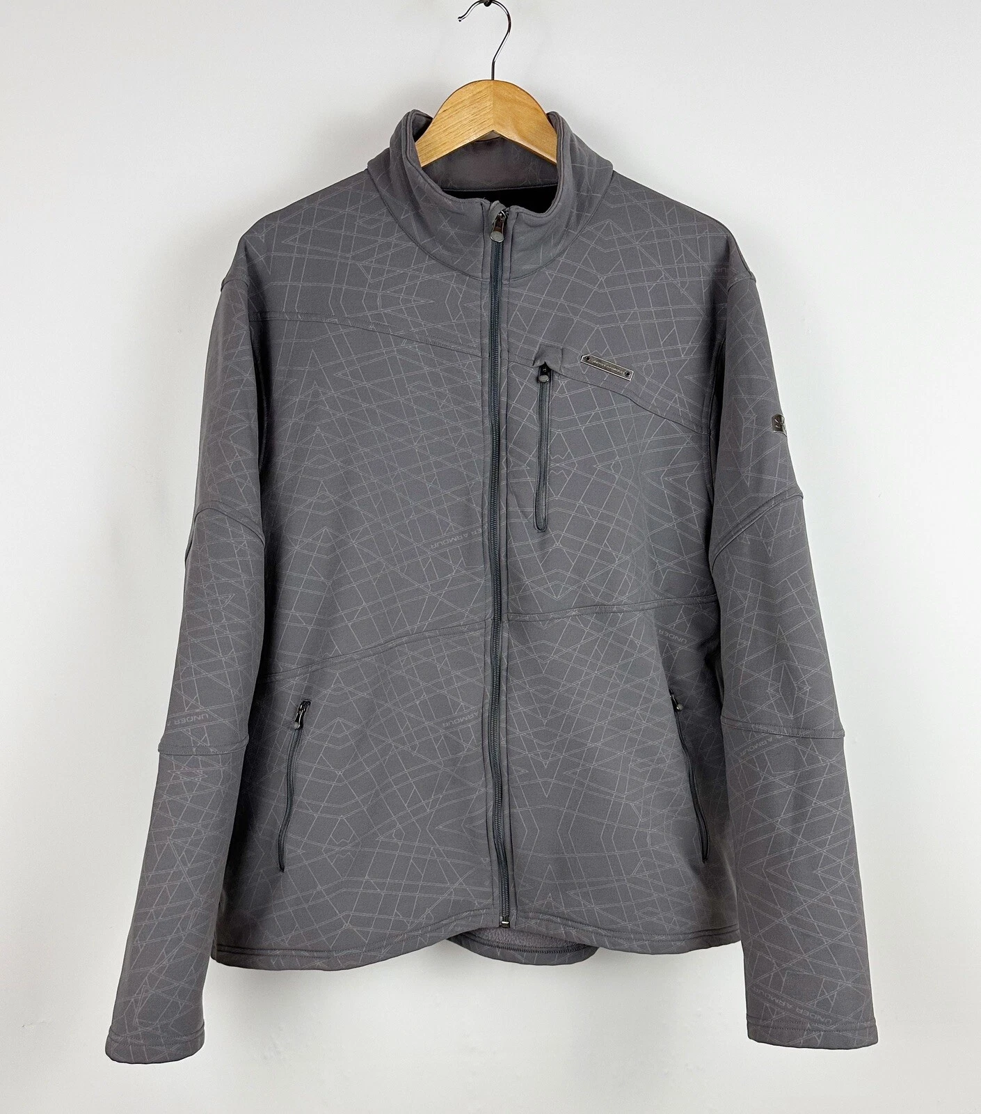 Under Armour Dervos Fleece Jacket Men's XL Soft Shell Gray Patterned Coldgear