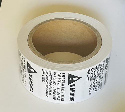 4X SUFFOCATION WARNING Labels/Stickers 500 Labels/Roll FREE PRIORITIY MAIL SHIP - Picture 2 of 2