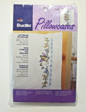 NEW Bucilla BUTTERFLIES Pillowcases 20x30 Cross Stitch Kit 65206 Butterfly 2001
