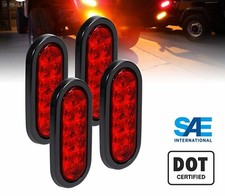 4pcs Red 10 Led Trailer Truck Stopturntail Brake Lights 6 Oval Sealed Mount 4pcs Red 10 Led Trailer Truck Stopturntail Brake Lights 6 Oval Sealed Mount