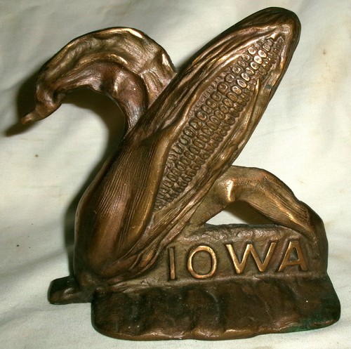 ANTIQUE SOLID BRONZE IOWA USA COUNTRY FARM CORN COB HUSK NOVELTY HOME DOORSTOP - Picture 4 of 7