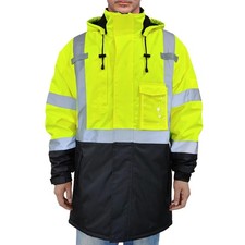 Hi Vis Winter Jackets for Men Reflective, Class 3 Safety Coat Waterproof Cons...