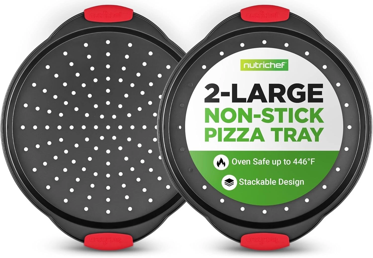 Pizza Pan Nonstick Carbon Steel 13 Inch Round Perforated Bakeware with Silicone
Opens in a new windo