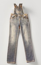 Cat Jack Girls' Denim Overalls Super Stretch Skinny Leg Dark Wash Blue L 10/12