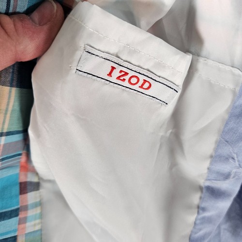 IZOD Blazer Boy's Pink BLue Teal Yellow Plaid Size 10 Reg Easter Z821076 - Picture 4 of 6