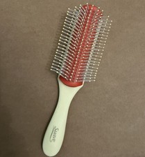 Vtg Suave Hair Brush 9 Rows Red Rubber Base Plastic Bristles Detangling