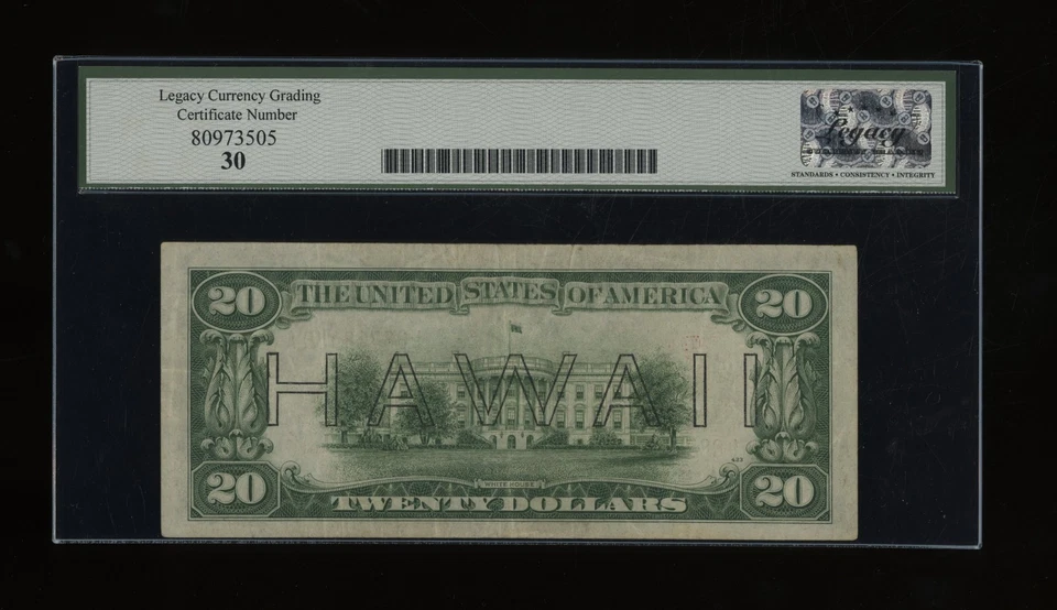 DBR 1934-A $20 FRN Hawaii Fr. 2305 Legacy 30 Serial L88718450A - Image 2 of 2