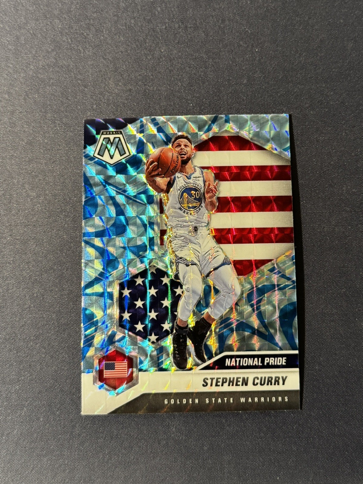 Stephen Curry 2020-21 Panini Mosaic National Pride Reactive Blue Prizm #249