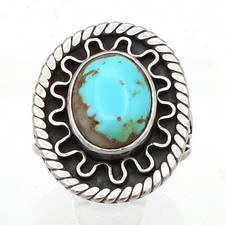 Vintage Native American Navajo Sterling Silver Turquoise Ring