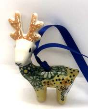Polish Pottery Ornament Shape of Reindeer in RK52 Roksana Yellow