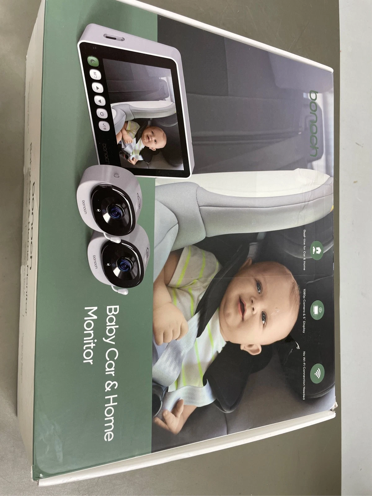 bonoch 2-in-1 Car Home Dual-Use Baby Monitor, 5" HD Clear View Wireless Monitor,