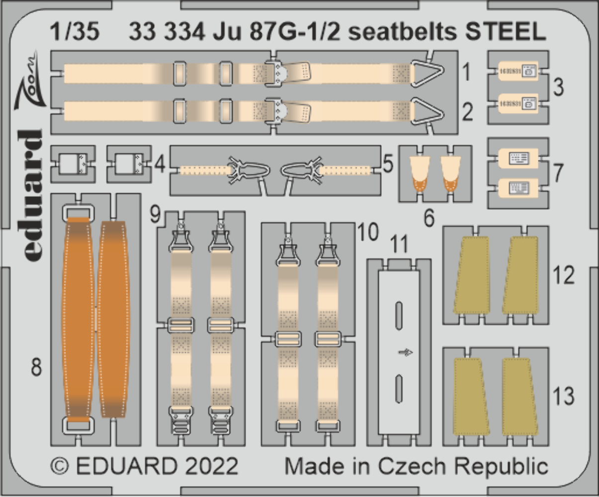 Eduard 33334 1:35 Junkers Ju-87G-1/2 'Stuka' Seatbelts STEEL