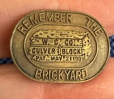 Rare Indianapolis 500 Pin, Culver Block Company-Remember the Brickyard 45