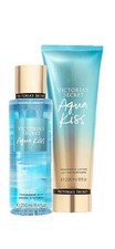 Victoria's Secret Aqua Kiss Body Mist  Lotion Set for Women, Blue Scent
