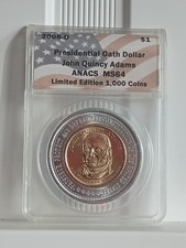 2008-d John Quincy Adams Presidential Oath Dollar ANACS MS64