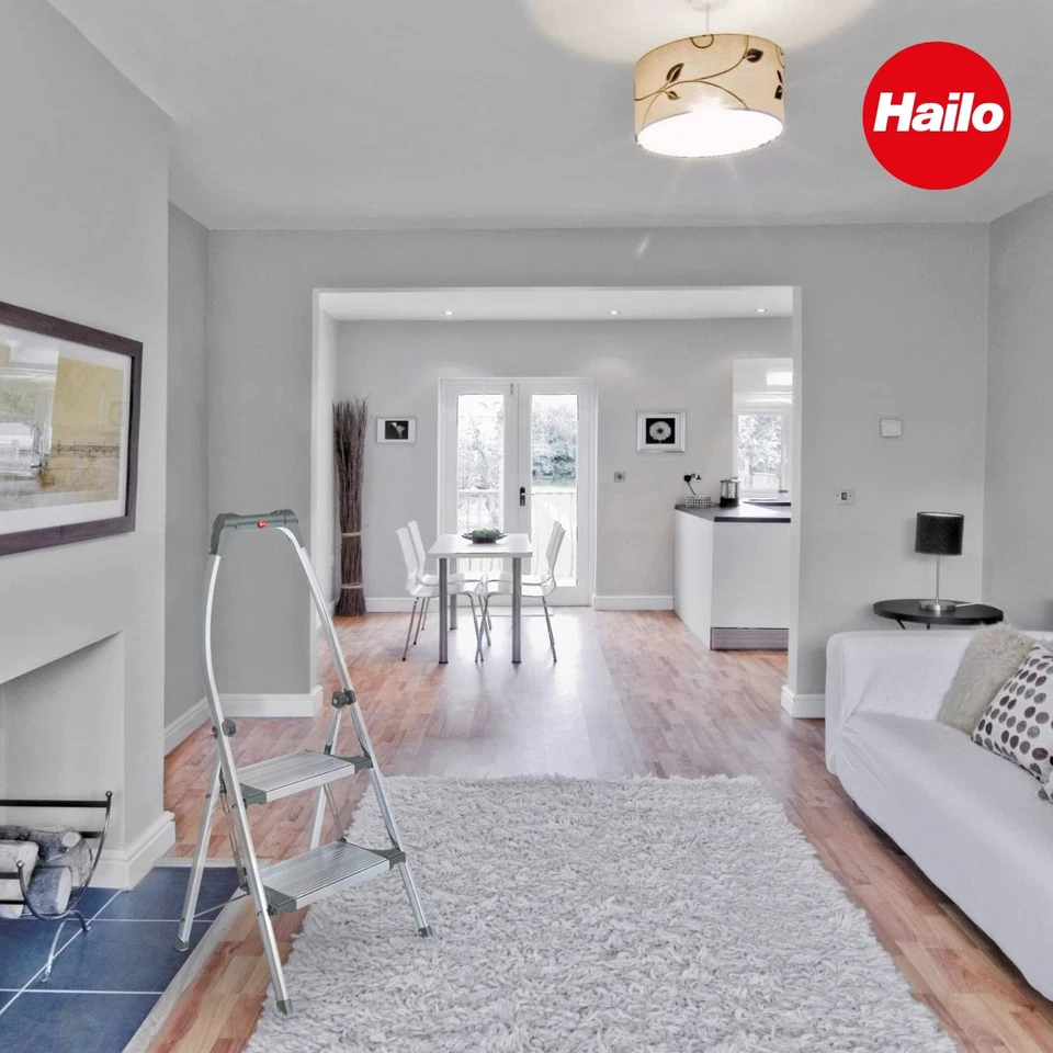 Escalones plegables de aluminio Hailo LivingStep Comfort Plus - Dos escalones extra grandes Foto 2 de 4