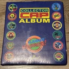 90's Imperial Slammer Whammers Collector Cap Album Binder With 300 Pogs