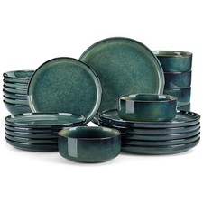 Starry Plates and Bowls Sets for 6, 24 Pieces 24 Pieces Service for 6 Green
