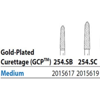 FG 254.SC Medium Diamond Burs Gold-Plated Curettage 10mm Cutting Pk 5