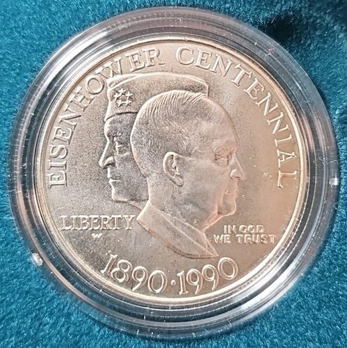 1990 P Eisenhower Centennial Commemorative Proof Silver Dollar OGP COA BOX - Picture 2 of 5