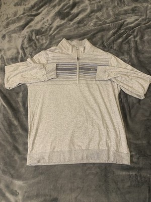 Travis Mathew Sweater Mens XL Grey 1/4 Quarter Zip Fleece Pullover Golf Jacket