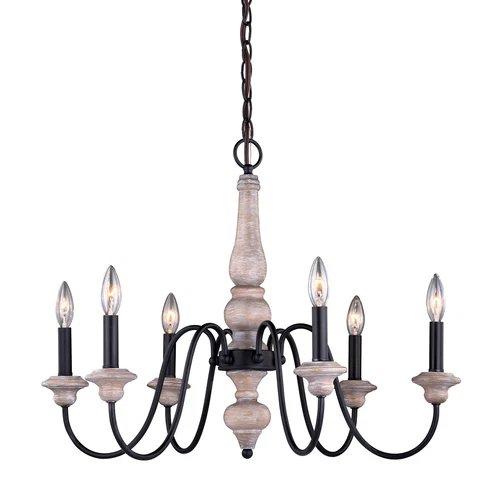 Georgetown 6L Chandelier Vintage Ash with Oil Burnished Bronze - Picture 1 of 3