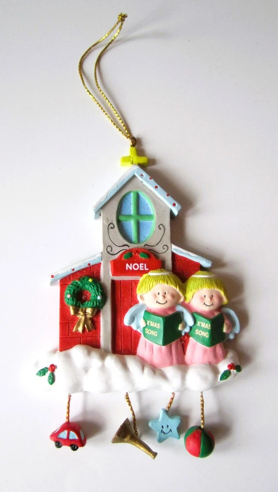 décoration de sapin noël / ornement vintage chapelle avec anges - Photo 1/1