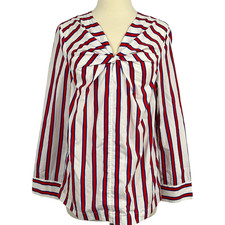 MSGM Blouse Red White Striped Long Sleeve Wom...