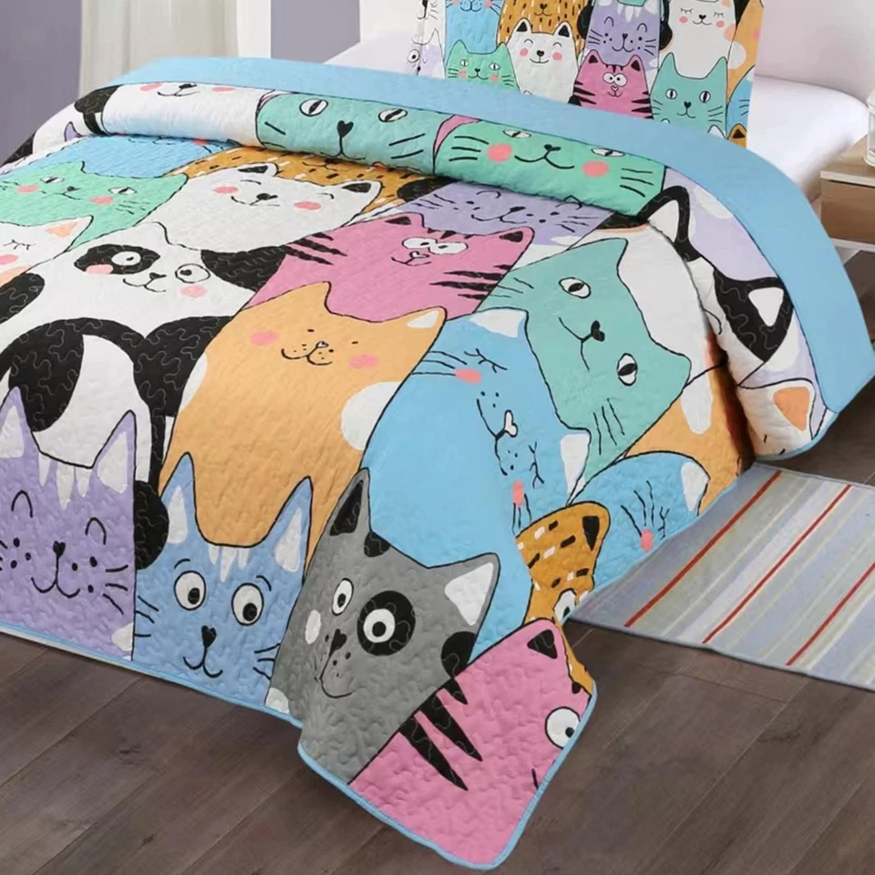 Juego de colcha manta edredón gato para adolescentes niñas niños ropa de cama colcha (doble,... Foto 2 de 4