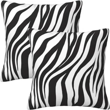Black and White Zebra Print Striped Throw 18 x 18 (Pack of 2), 