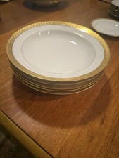 5 Haviland Limoges France Gold Encrusted 9” Soup Bowls-Circa 1910