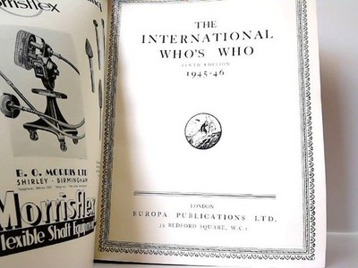The International Who's Who - Tenth Edition 1945-46. Rochester, Kent: