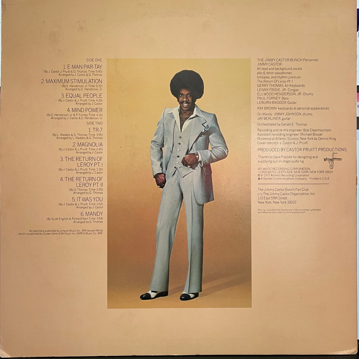 Jimmy Castor Bunch, Maximum Stimulation Gold Promo LP, Atlantic SD