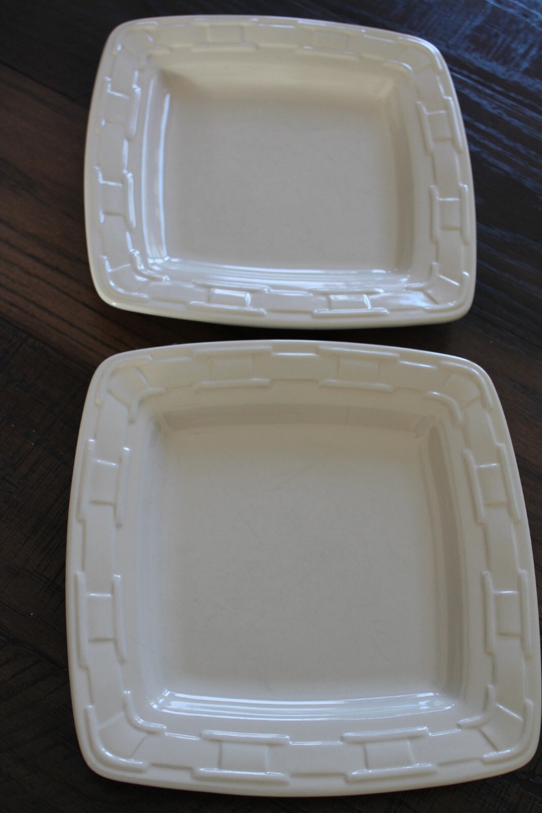 Longaberger Plates Ivory Luncheon Plates Soft Square Vitrified Pottery