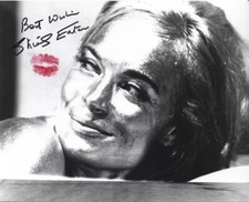 Shirley Eaton In Person signed 10" x 8" photo + Lipstick kiss!!! - RARE!! - A483