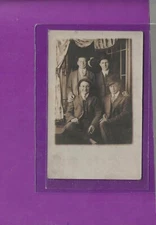 @1910 studio posed pix 4 chums smoking w/cresent moon real photo postcard