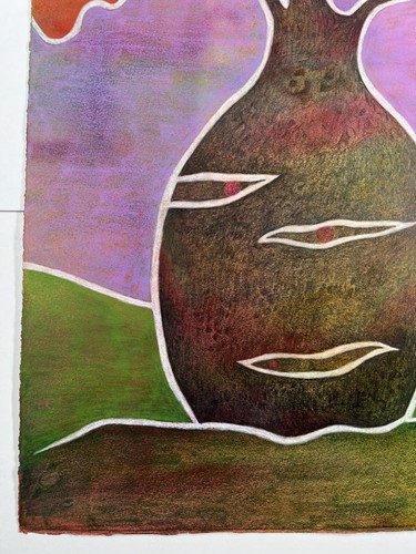 Original Mixed Media Drawing Rose McCay Bottle Tree Colorful 22x15” Still Life - Picture 2 of 13