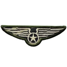 Military Applique Patch - Camouflage, Camo, Wings, Pilot Badge 4" (Iron on)