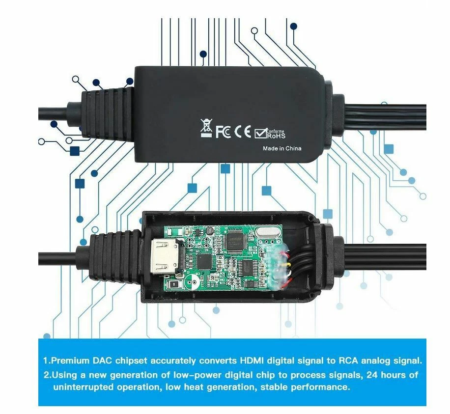 1080p HDMI to 3 RCA Composite AV CVBS Video Cable Converter Adapter for DVD PS3 - Image 2 of 4