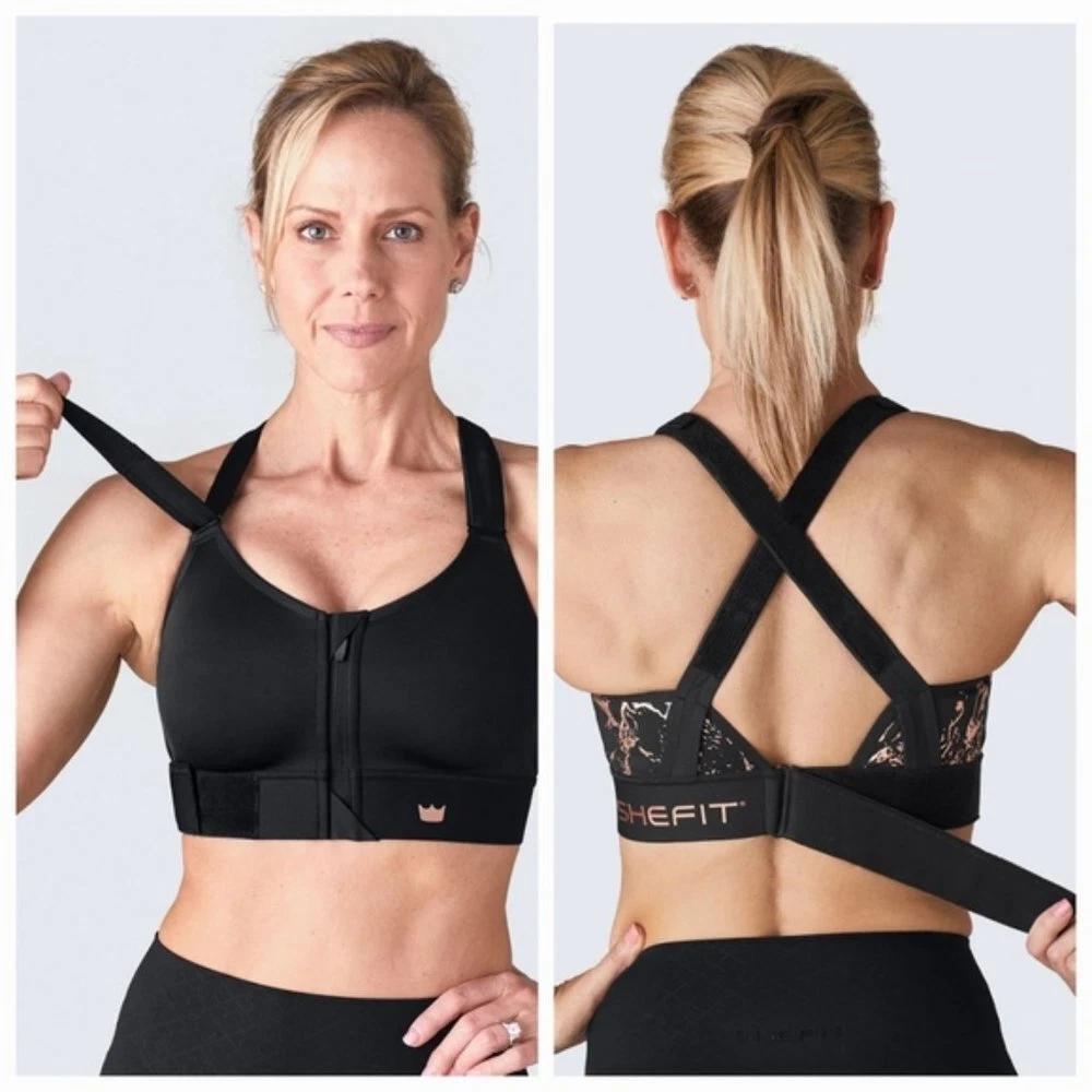 SheFit Flex Sports Bra Black Rose Gold 5Luxe Plus