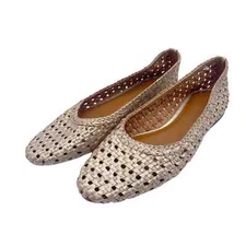 H by Halston gold woven flats size 9 EUC lightweight travel