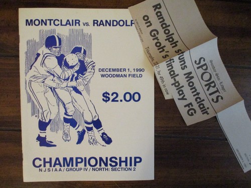 1. Dezember 1991 Montclair High School vs. Randolph (New Trikot) Fußballspielprogramm